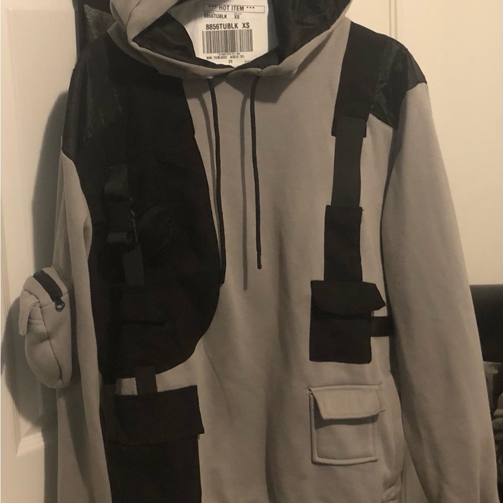 Gray and Black Hoodie with Pockets